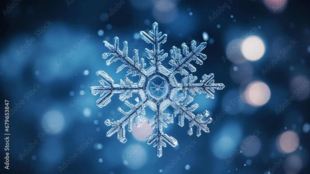 Winter background with macro shot of a snowflake close up. New Year header for a website with Copy space. Winter background with macro shot of a snowflake close up. New Year header for a website with Copy space.