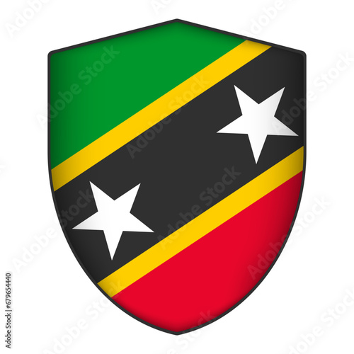Free Download Saint Kitts and Nevis flag in shield shape. Vector illustration. - GFXLoad