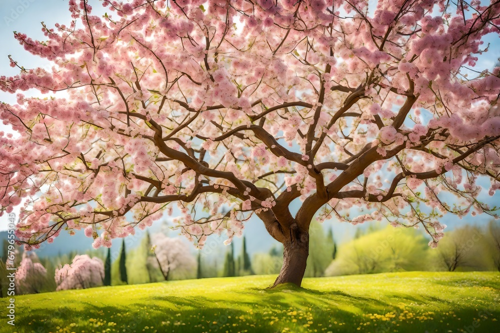 Blossom tree over nature background. Spring flowers.