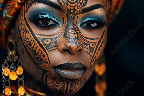 Extravagant woman covered with many tattoo hipster modern style Generative AI creative artwork