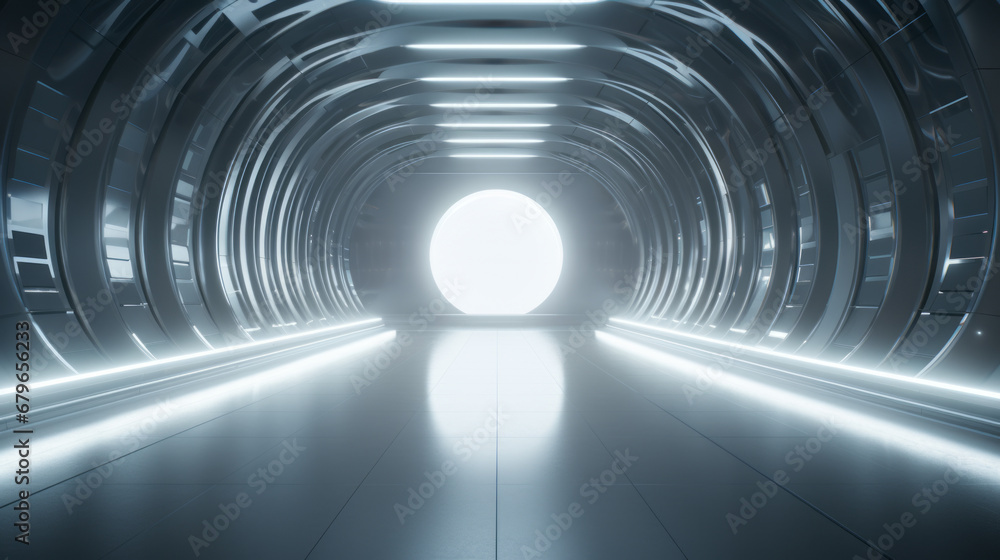 Empty silver futuristic tunnel. Technology Design. Empty silver futuristic tunnel. Technology Design.