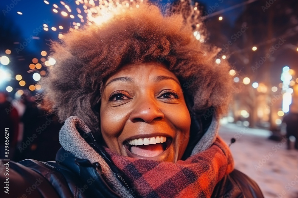 Firework show midnight new year night young people watching amazing show Generative AI picture Firework show midnight new year night young people watching amazing show Generative AI picture