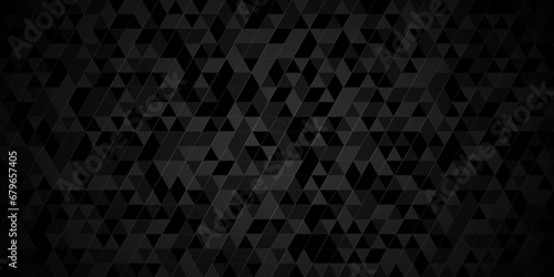 Modern abstract wall grid geometric dark black pattern background lines Geometric print composed of triangles. Black triangle tiles pattern mosaic background. Abstract pattern gray Polygon Mosaic.