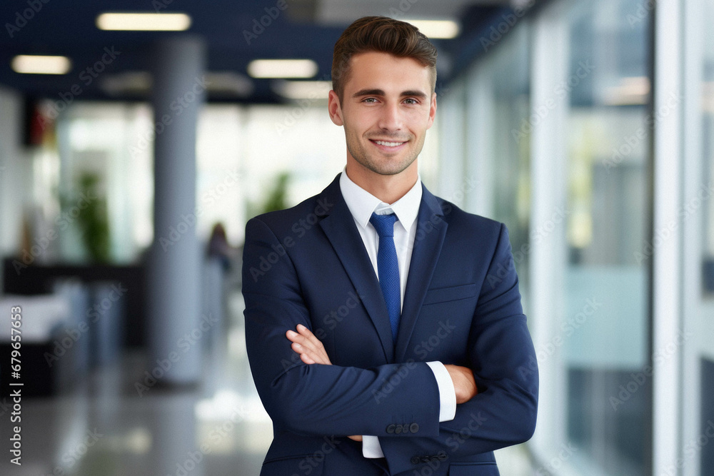 Portrait of handsome young man in office. Portrait of handsome young man in office.