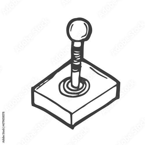 doodle joystick icon outline vector