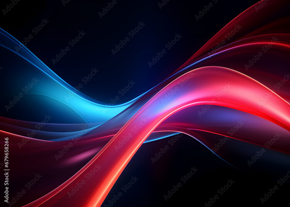 Naklejka premium Abstract waves of multicoloured neon light on a dark background. Futuristic background wallpaper.