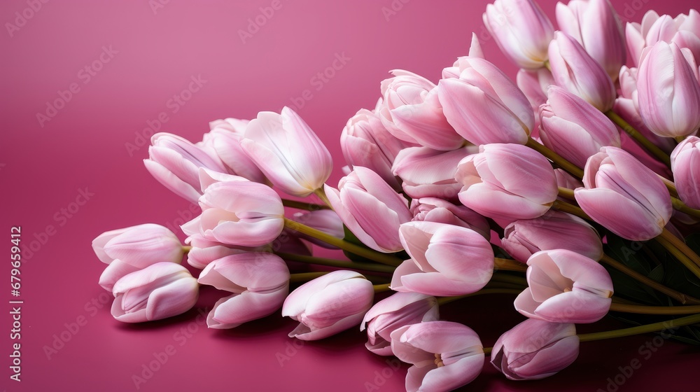 Spring Tulip Flowers On Pink Background, HD, Background Wallpaper, Desktop Wallpaper