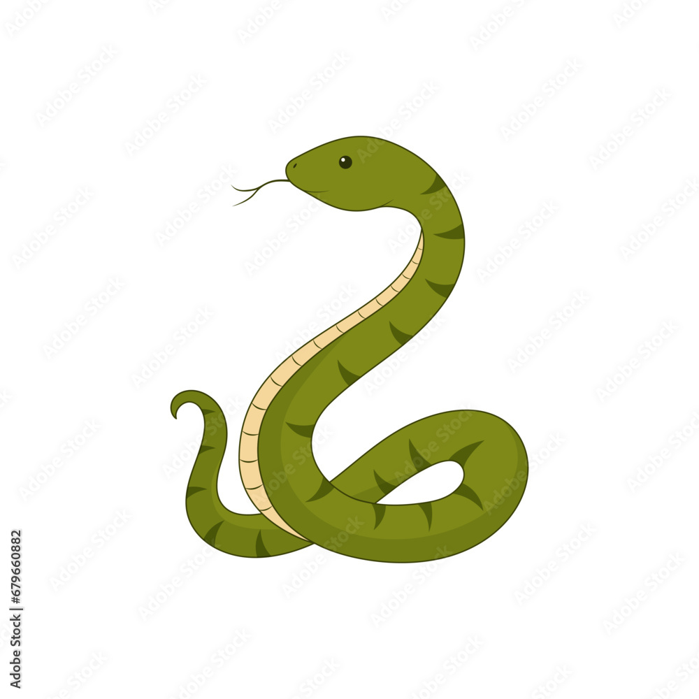Green snake isolated on a white background. Symbol of the New Year 2025. Vector illustration Green snake isolated on a white background. Symbol of the New Year 2025. Vector illustration