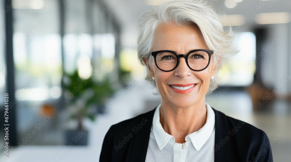 Senior woman in business suit in the office. Senior woman in business suit in the office.