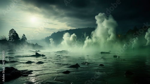 Thermal Volcanic Creek Green Algae Winter, HD, Background Wallpaper, Desktop Wallpaper