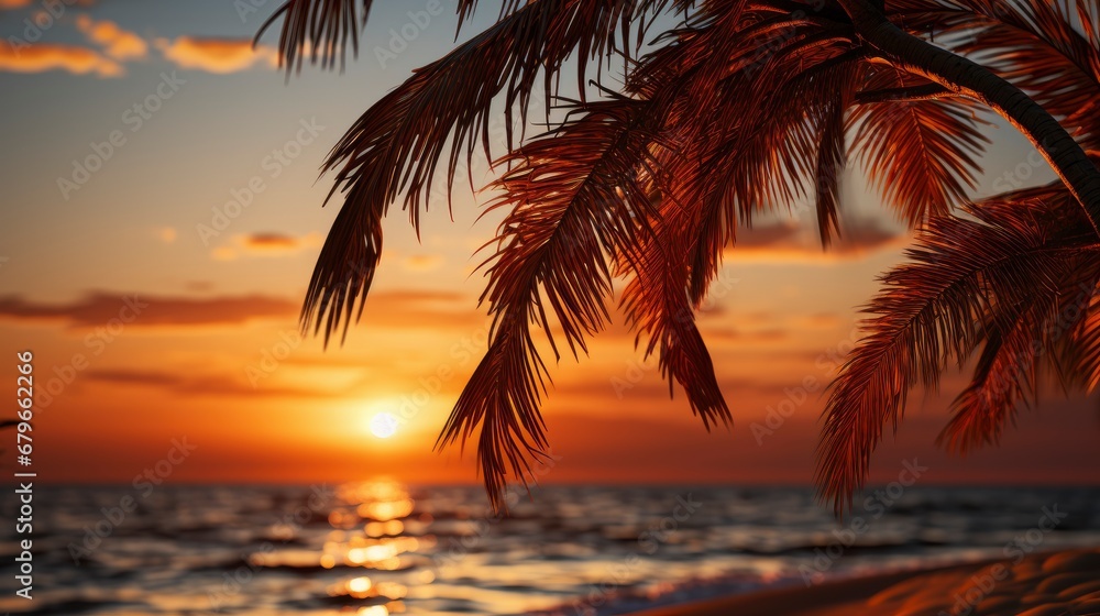 Tropical Palm Coconut Trees On Sunset, HD, Background Wallpaper, Desktop Wallpaper