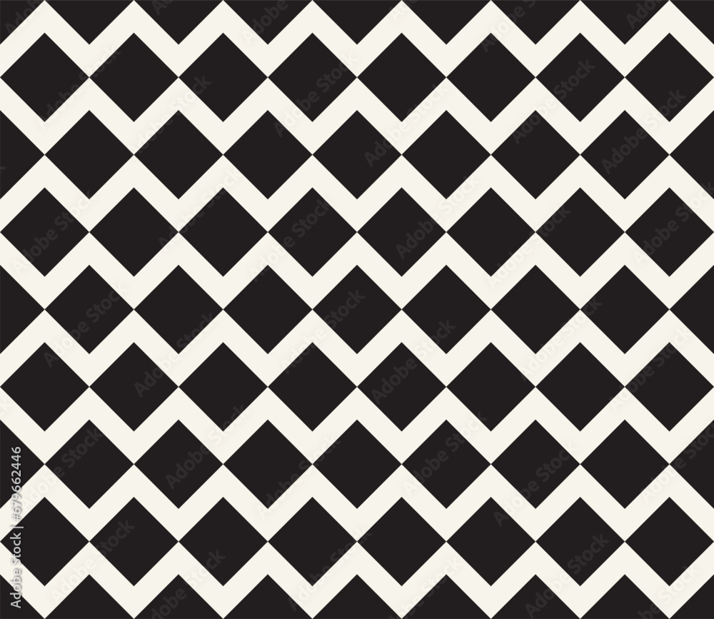 Fototapeta premium Vector seamless pattern. Repeating geometric elements. Stylish monochrome background design.