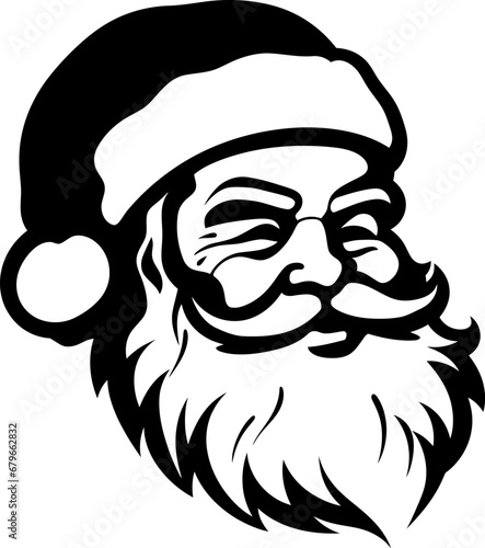 Happy santa claus silhouette in black color. Vector template for laser cutting.