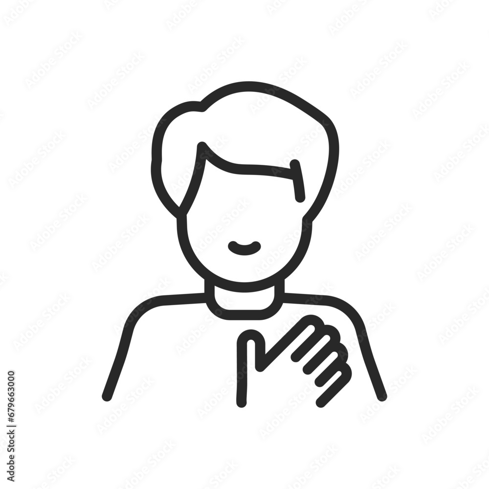Self Help Icon. Vector Outline Editable Isolated Sign of a Person Filled with Care and Love for Themselves, Symbolizing the Importance of Self-Help and Personal Growth.