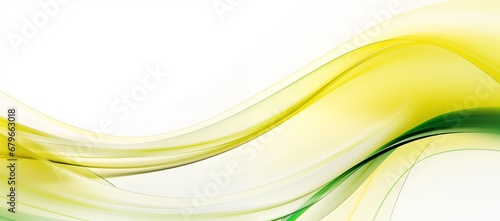 abstract swirly wave transparent yellow and green motion futuristic design white background banner