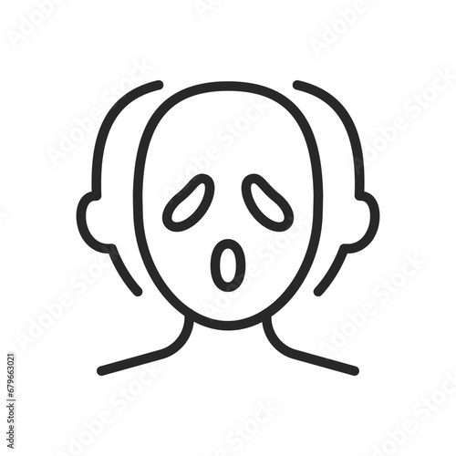 Schizophrenia and Psychosis Icon. Vector Outline Editable Isolated Sign of a Person with an Inhuman Facial Expression, Symbolizing the Complex Nature of Schizophrenia and Psychotic Disorders.