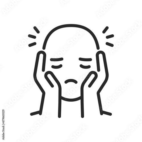 Vulnerability Icon. Vector Outline Editable Isolated Sign of a Tired and Strained Person Attempting to Hold Themselves Together, Symbolizing Vulnerability and Emotional Struggle.