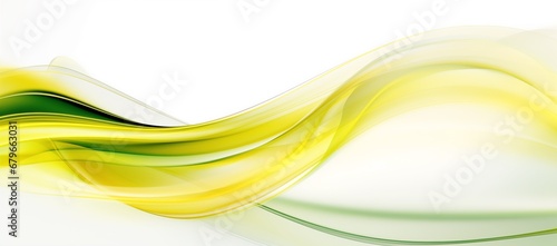transparent yellow and green swirly wave motion futuristic design white abstract background banner
