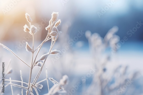 Winter landscape of frozen flowers in ice and frost © stopabox