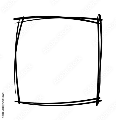 Hand drawn frames. Handdrawn square frame. Vector borders grunge template set.