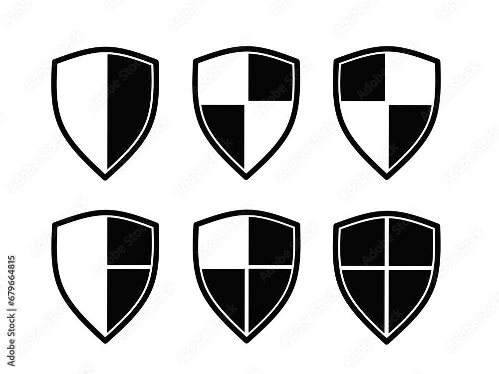 set of shield icons in various styles set of shield icons in various styles