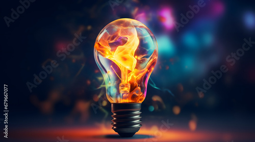 3d Colorful Creative idea concept with light bulb photo