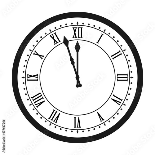 vector Roman numeral wall clock. Vector illustration design isolated on white background.