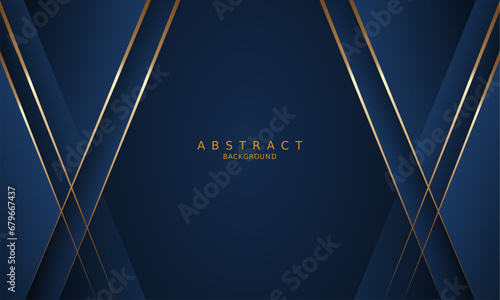dark blue and gold lines luxury premium background.