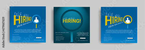  We are hiring social media post design template .Hiring Job post template, We are hiring Job advertisement .Job vacancy social media design. Vector design. photo