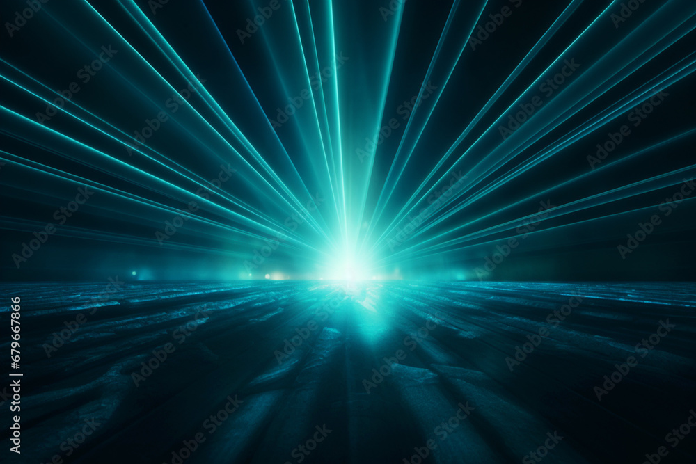 Obraz premium Tosca beams of bright laser light on black background