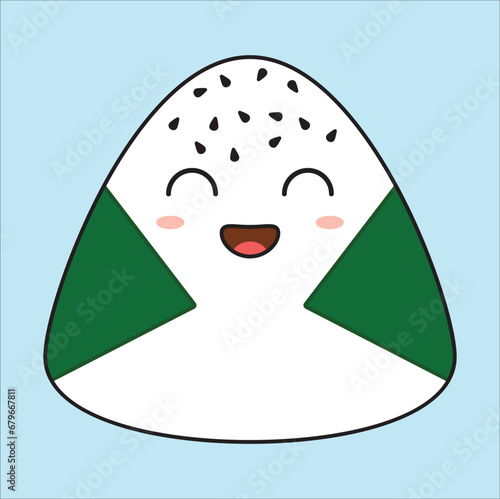 cute onigiri emoticon face vector illustration art work. Suitable for sticker, t-shirt, mug, etc.Eps 10

