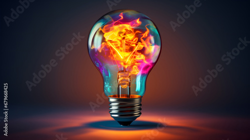 Colorful Creative idea concept with light bulb made from colorful paint
