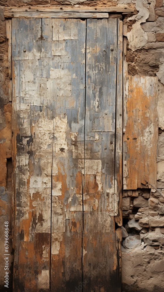 Worn and weathered vintage door as the central Ai generated art