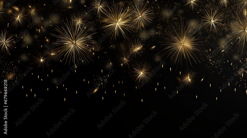 Obraz premium gold and black abstract background with fireworks