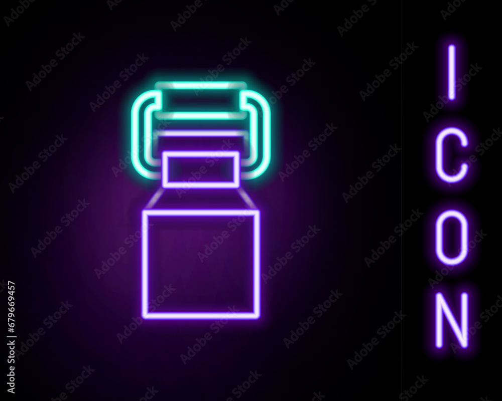 Glowing neon line Can container for milk icon isolated on black background. Colorful outline concept. Vector