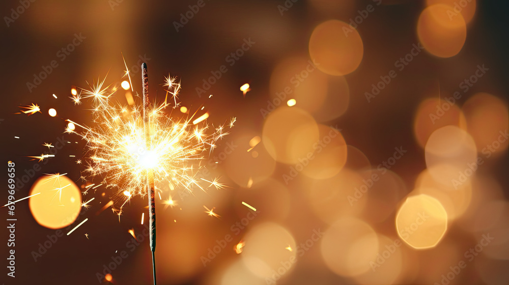 Fototapeta premium gold abstract background with bokeh and sparkler 