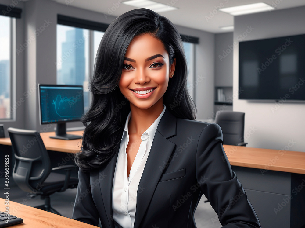 Black woman lawyer smiling in her own office. Black woman lawyer smiling in her own office.
