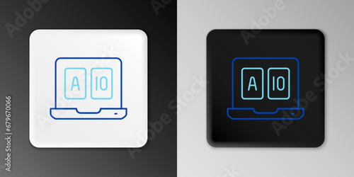 Line Online poker table game icon isolated on grey background. Online casino. Colorful outline concept. Vector