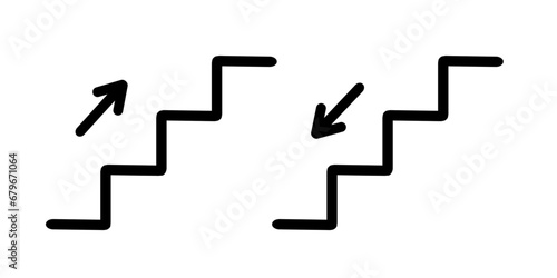 Stairs up and Stairs down sign vector icon. Vector illustration