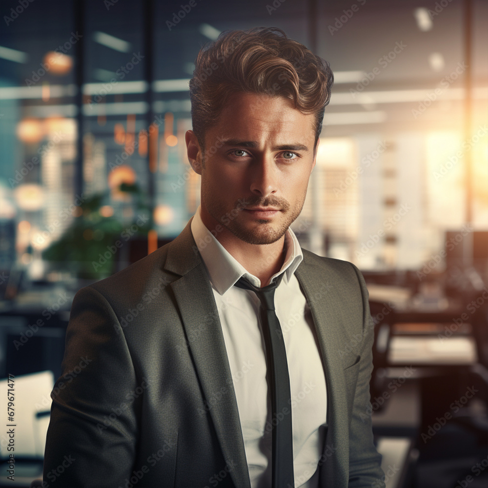 Man in office on blurred background, ai technology Man in office on blurred background, ai technology