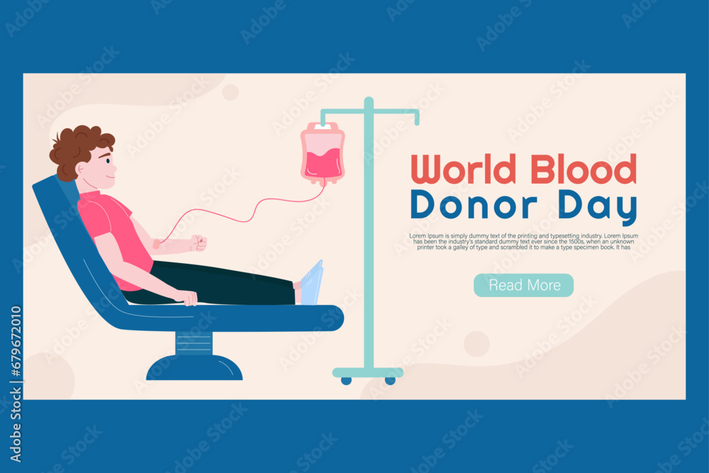 Hand draw world blood donor day banner