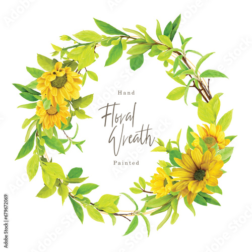 yellow sunflower wreath arrangement design