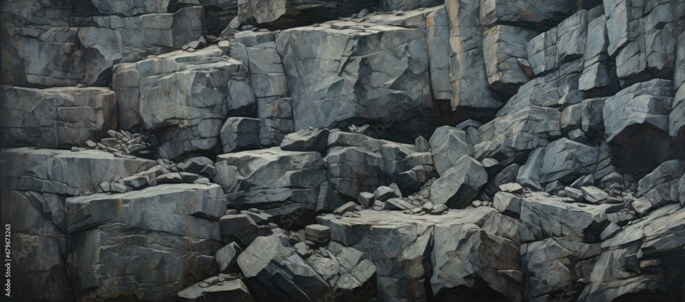 Fototapeta premium A Majestic Landscape: Rocks, Plants, and Nature's Beauty Unveiled Created With Generative AI Technology