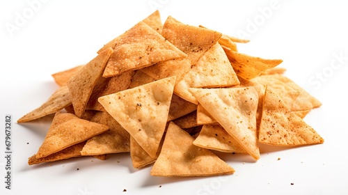 Pita bread chips isolated on white background photo