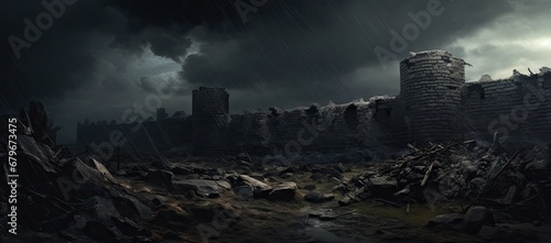 A Mysterious Castle Embraced by a Dark Sky Created With Generative AI Technology