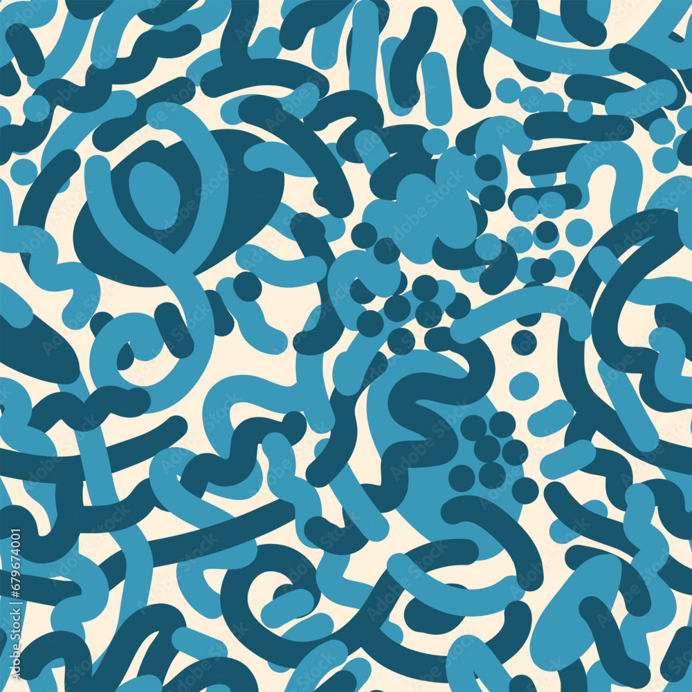 Obraz premium Seamless vector colorful hippy pattern with wave lines