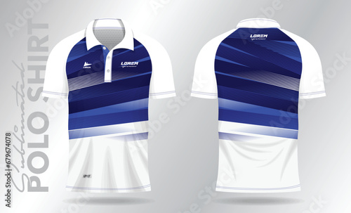 blue polo jersey mockup template design for soccer, football, badminton, tennis, or sport uniform