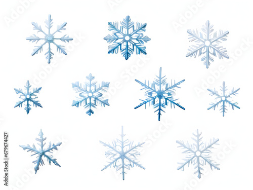 Set of different snowflakes isolated on white background1