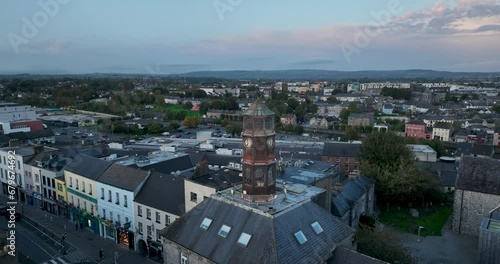 Beautiful Clock Tower In old European city Kilkenny 4k photo