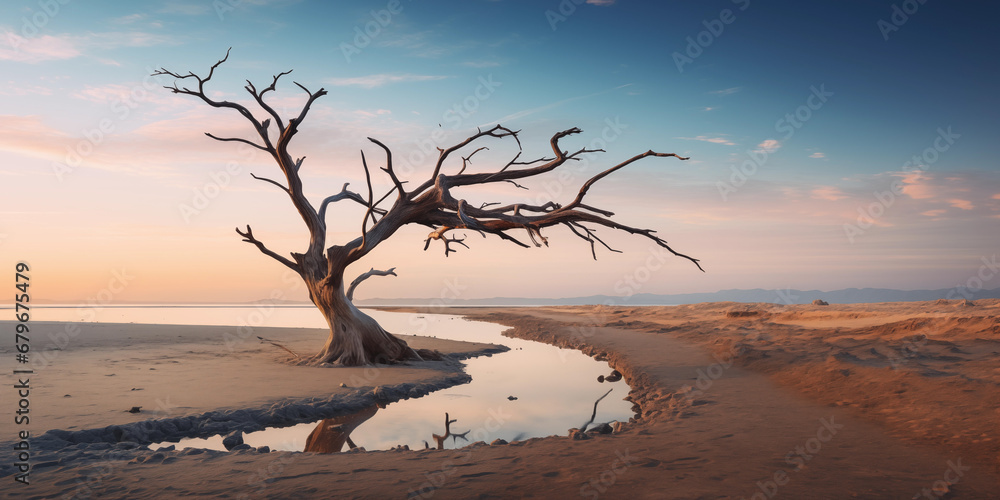 Amazing landscape of a dry tree in the desert Amazing landscape of a dry tree in the desert